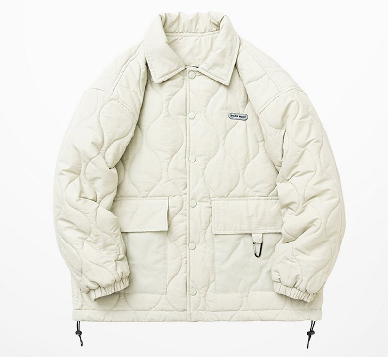 画像2: quilted back letter logo jacket baseball uniform jacket blouson　ユニセッ クス男女兼用ノーカラーキルティングバックレターロゴジャケットスタジアムジャンパー スタジャン ブルゾン (2)