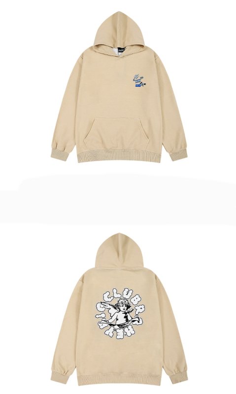 画像4: Little Nili ins angel hoodie sweater  ユニセックス 男女兼用 リトル ニリ イン エンジェルプリント フーディスウェットパーカー (4)