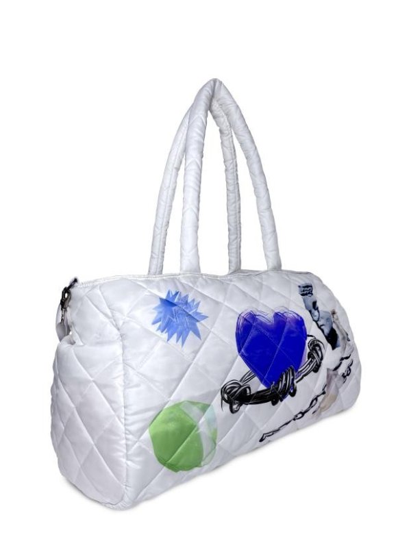 画像2: quilted paint tote shoulder Boston bag ユニセックス男女兼用キルティングペイントトートショルダーボストンバッグ (2)