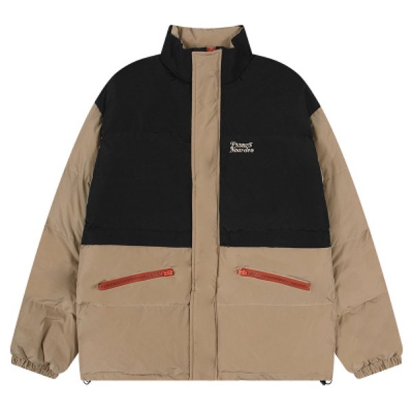 画像1: contrasting color down jacket blouson　ユニセッ クス男女兼用コントラストカラー2トーンダウンジャケットダウンジャケットスタジアムジャンパー スタジャン ブルゾン (1)