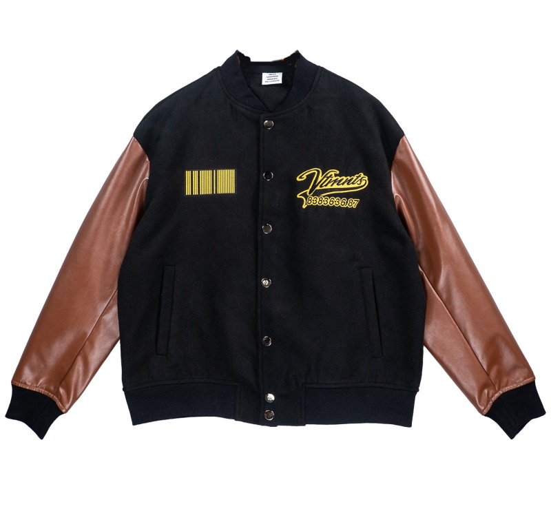 画像6: YTMNTS logo print jacket baseball uniform jacket blouson ユニセッ クス男女兼用YTMNTSロゴジャケットスタジアムジャンパー スタジャン ブルゾンバイカージャケット (6)