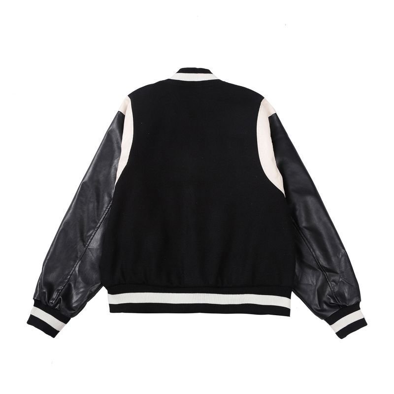 画像4: skull ETL embroidery jacket baseball uniform jacket blouson ユニセッ クス男女兼用スカルポップ刺繍ジャケットスタジアムジャンパー スタジャン ブルゾンバイカージャケット (4)