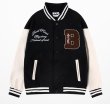 画像4: double circle logo jacket baseball uniform jacket blouson　ユニセッ クス男女兼用ダブルサークルロゴジャケットスタジアムジャンパー スタジャン ブルゾンバイカージャケット (4)