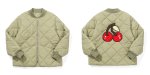 画像2: BCBW "Cherry cotton-paddedjacket baseball uniform jacket blouson　ユニセッ クス男女兼用チェリー刺繍キルティングジャケットスタジアムジャンパー スタジャン ブルゾン (2)