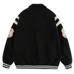 画像4: cross chapel embroidery jacket baseball uniform jacket blouson　ユニセッ クス男女兼用クロスチャペル刺繍ジャケットスタジアムジャンパー スタジャン ブルゾンバイカージャケット (4)
