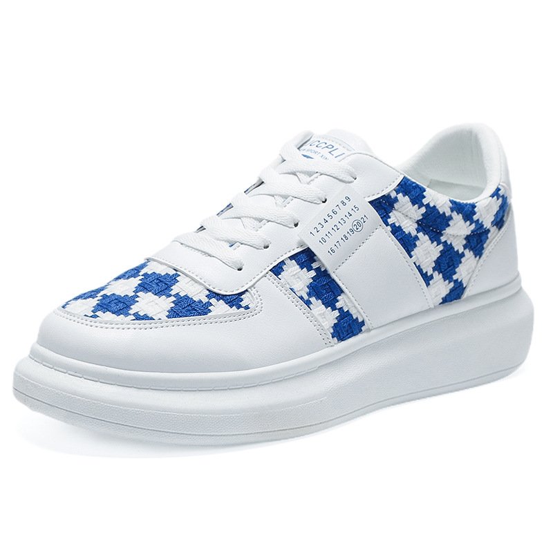 画像3: houndstooth LACE-UP LEATHER  SNEAKERS  shoes  ユニセックス男女兼用千鳥格子チェックレースアップレザースニーカー カジュアル シューズ (3)