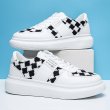 画像6: houndstooth LACE-UP LEATHER  SNEAKERS  shoes 　ユニセックス男女兼用千鳥格子チェックレースアップレザースニーカー カジュアル シューズ (6)