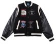 画像2: skull ETL embroidery jacket baseball uniform jacket blouson　ユニセッ クス男女兼用スカルポップ刺繍ジャケットスタジアムジャンパー スタジャン ブルゾンバイカージャケット (2)