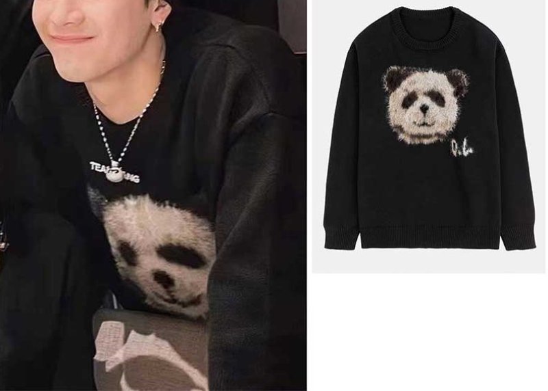 画像3: plush panda round neck pullover sweater　ユニセックス 男女兼用モコモコパンダプルオーバ  セーター (3)