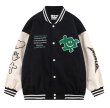 画像2: jigsaw puzzle  smile embroidery jacket baseball uniform jacket blouson　ユニセッ クス男女兼用刺繍ジグソーパズルスマイルジャケットスタジアムジャンパー スタジャン ブルゾンバイカージャケット (2)