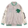 画像1: jigsaw puzzle  smile embroidery jacket baseball uniform jacket blouson　ユニセッ クス男女兼用刺繍ジグソーパズルスマイルジャケットスタジアムジャンパー スタジャン ブルゾンバイカージャケット (1)