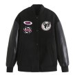 画像4: bulldog embroidery jacket baseball uniform jacket blouson　ユニセッ クス男女兼用ブルドッグ 犬刺繍ジャケットスタジアムジャンパー スタジャン ブルゾンバイカージャケット (4)