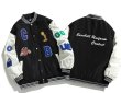 画像5: NASA x MLB logo embroidery jacket baseball uniform jacket blouson　ユニセッ クス男女兼用ナサMLBロゴ刺繍ジャケットスタジアムジャンパー スタジャン ブルゾンバイカージャケット (5)