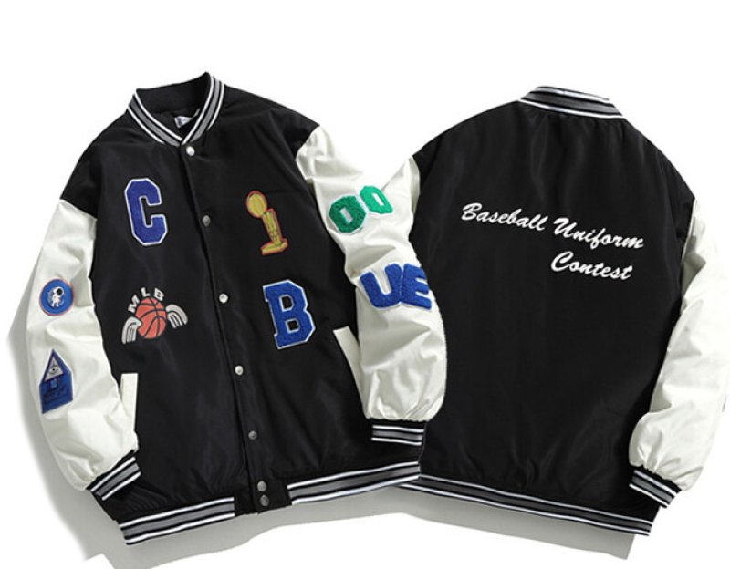 画像5: NASA x MLB logo embroidery jacket baseball uniform jacket blouson　ユニセッ クス男女兼用ナサMLBロゴ刺繍ジャケットスタジアムジャンパー スタジャン ブルゾンバイカージャケット (5)