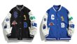 画像6: NASA x MLB logo embroidery jacket baseball uniform jacket blouson　ユニセッ クス男女兼用ナサMLBロゴ刺繍ジャケットスタジアムジャンパー スタジャン ブルゾンバイカージャケット (6)