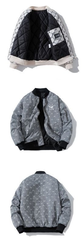 画像7:  MLB NY New York Yankees Monogram MA-1 Jumper jacket baseball uniform jacket blouson　ユニセッ クス男女兼用MLB NYニューヨークヤンキースモノグラム MA-1ジャンバージャケットスタジアムジャンパー スタジャン ブルゾンバイカージャケット (7)