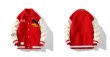 画像5: fleece logo emblem Jumper jacket baseball uniform jacket blouson　ユニセッ クス男女兼用フリースロゴエンブレム刺繍MA-1ジャンバージャケットスタジアムジャンパー スタジャン ブルゾンバイカージャケット (5)