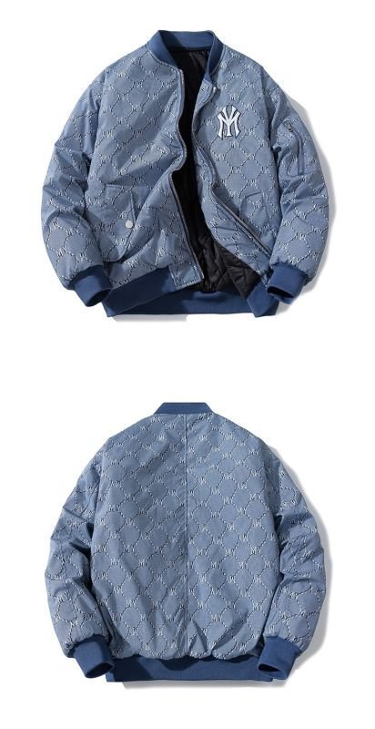 画像8:  MLB NY New York Yankees Monogram MA-1 Jumper jacket baseball uniform jacket blouson　ユニセッ クス男女兼用MLB NYニューヨークヤンキースモノグラム MA-1ジャンバージャケットスタジアムジャンパー スタジャン ブルゾンバイカージャケット (8)