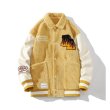 画像2: fleece logo emblem Jumper jacket baseball uniform jacket blouson　ユニセッ クス男女兼用フリースロゴエンブレム刺繍MA-1ジャンバージャケットスタジアムジャンパー スタジャン ブルゾンバイカージャケット (2)