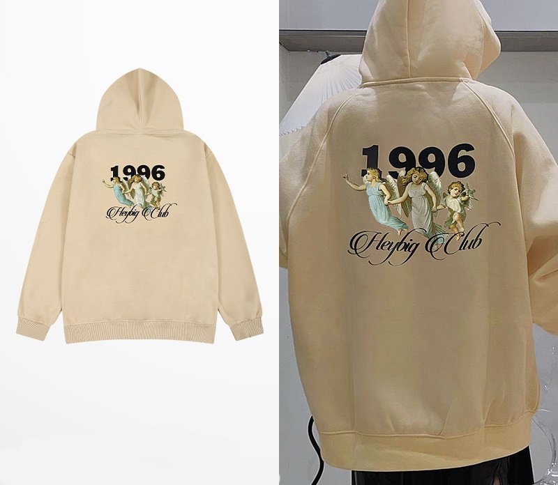 画像4: three angels print hoodiesweater  ユニセックス 男女兼用エンジェルプリント フーディスウェットパーカー (4)