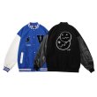 画像3: smiling face flocking embroidery Jumper jacket baseball uniform jacket blouson　ユニセッ クス男女兼用スマイリングジャケットスタジアムジャンパー スタジャン ブルゾンジャケット (3)