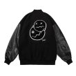 画像6: smiling face flocking embroidery Jumper jacket baseball uniform jacket blouson　ユニセッ クス男女兼用スマイリングジャケットスタジアムジャンパー スタジャン ブルゾンジャケット (6)