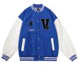 画像5: smiling face flocking embroidery Jumper jacket baseball uniform jacket blouson　ユニセッ クス男女兼用スマイリングジャケットスタジアムジャンパー スタジャン ブルゾンジャケット (5)