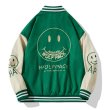 画像2: smile zip up embroidery Jumper jacket baseball uniform jacket blouson　ユニセッ クス男女兼用スマイルジップアップジャケットスタジアムジャンパー スタジャン ブルゾンジャケット (2)