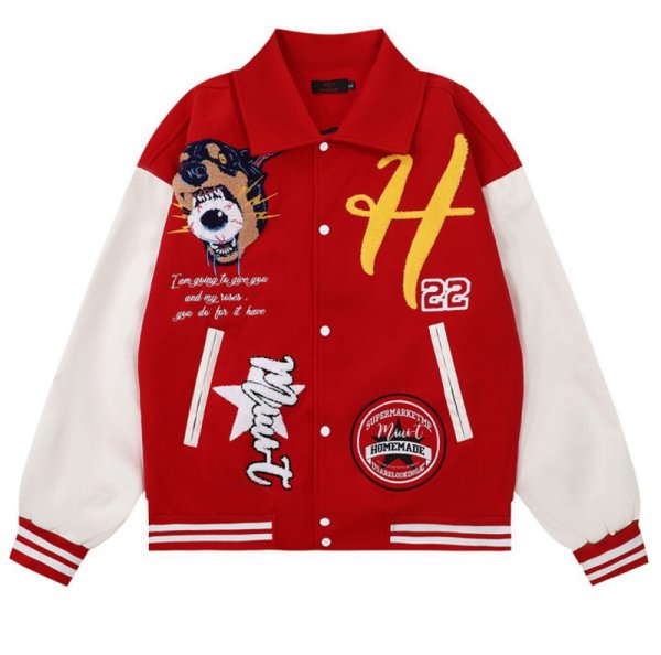 画像3: doberman dog embroidery embroidery Jumper jacket baseball uniform jacket blouson　ユニセッ クス男女兼用ドーベルマンドッグ刺繍ジャケットスタジアムジャンパー スタジャン ブルゾンジャケット (3)