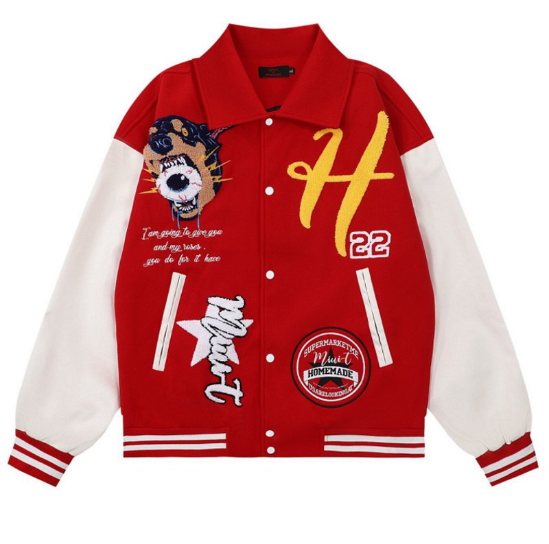 画像3: doberman dog embroidery embroidery Jumper jacket baseball uniform jacket blouson ユニセッ クス男女兼用ドーベルマンドッグ刺繍ジャケットスタジアムジャンパー スタジャン ブルゾンジャケット (3)