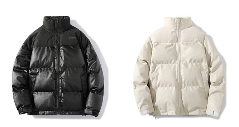 画像4: stand-up collar leather Jumper jacket baseball uniform jacket blouson　ユニセッ クス男女兼用スタンドカラージップアップレザーダウンジャケットスタジアムジャンパー スタジャン ブルゾンジャケット (4)