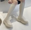 画像6: Woman's Muffin Thick-soled British Thin Boots boots　厚手プラットフォームレザージップロングブーツ (6)