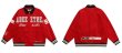 画像3: leather collar letter logo embroideryJumper jacket baseball uniform jacket blouson　ユニセッ クス男女兼用レザー襟レターロゴ刺繍ジャケットスタジアムジャンパー スタジャン ブルゾンジャケット (3)