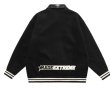 画像5: leather collar letter logo embroideryJumper jacket baseball uniform jacket blouson　ユニセッ クス男女兼用レザー襟レターロゴ刺繍ジャケットスタジアムジャンパー スタジャン ブルゾンジャケット (5)