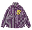 画像2: Striped Lamb Plush Shirt JacketJumper jacket baseball uniform jacket blouson　ユニセッ クス男女兼用ストライプ ラム プラッシュ シャツ ジャケットスタジアムジャンパー スタジャン ブルゾンジャケット (2)