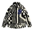 画像3: Striped Lamb Plush Shirt JacketJumper jacket baseball uniform jacket blouson　ユニセッ クス男女兼用ストライプ ラム プラッシュ シャツ ジャケットスタジアムジャンパー スタジャン ブルゾンジャケット (3)
