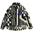画像1: Striped Lamb Plush Shirt JacketJumper jacket baseball uniform jacket blouson　ユニセッ クス男女兼用ストライプ ラム プラッシュ シャツ ジャケットスタジアムジャンパー スタジャン ブルゾンジャケット (1)