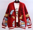 画像4: Donald Duck Braided V-Neck Cardigan Knit Sweater  Jacket   ドナルドダック編み込みVネック ニット カーディガン (4)