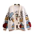 画像3: Donald Duck Braided V-Neck Cardigan Knit Sweater  Jacket   ドナルドダック編み込みVネック ニット カーディガン (3)