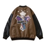 画像3: Madonna cross embroidery Jumper jacket baseball uniform jacket blouson　ユニセッ クス男女兼用マリアマドンナ＆クロス刺繍ジャケットスタジアムジャンパー スタジャン ブルゾンジャケット (3)