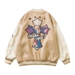 画像2: Madonna cross embroidery Jumper jacket baseball uniform jacket blouson　ユニセッ クス男女兼用マリアマドンナ＆クロス刺繍ジャケットスタジアムジャンパー スタジャン ブルゾンジャケット (2)