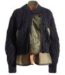 画像9: Women's stand collar knitted stitching Irregular  jacket  coat 　イレギュラーニットステッチマッチングジッパージャケット  (9)