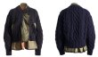 画像2: Women's stand collar knitted stitching Irregular  jacket  coat 　イレギュラーニットステッチマッチングジッパージャケット  (2)