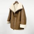 画像3: eco-friendly fur coat  Jacket coat　　スプライシングシープスキンジャケット ブルゾンコート (3)