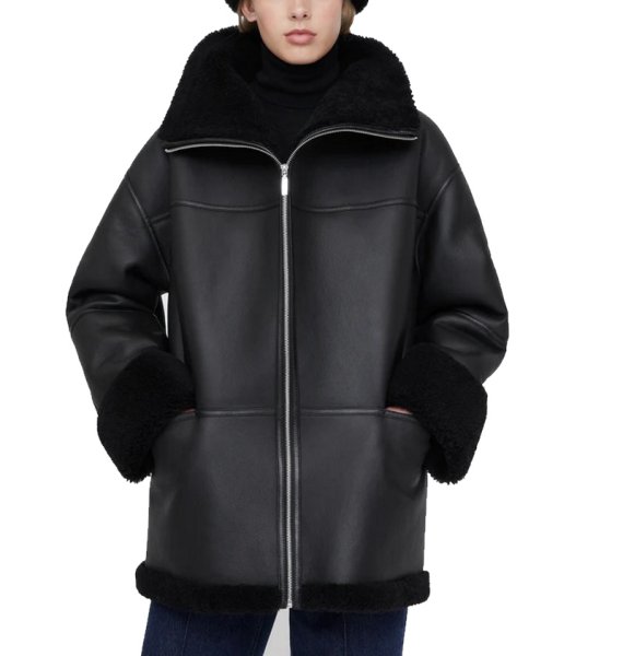 画像1: eco-friendly fur coat  Jacket coat　　スプライシングシープスキンジャケット ブルゾンコート (1)