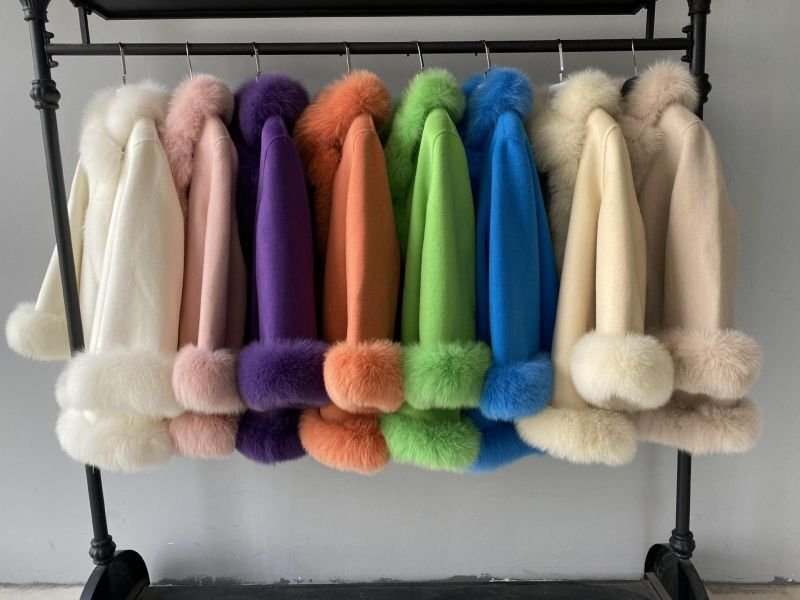 画像7: 22 Women's Real Fox Real Fur Cashmere Short Coat  リアル フォックスファートリム カシミア ショート コート  (7)