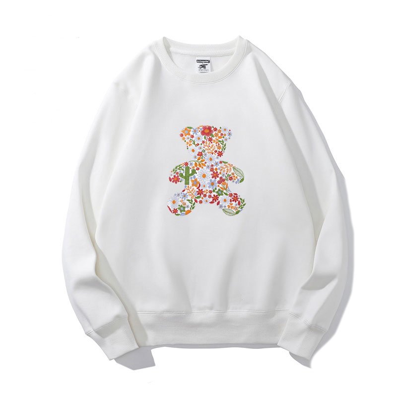 画像2: flower bear printing round neck sweater  ユニセックス 男女兼用フラワーベア熊プリントラウンドネックスウェットプルオーバートレーナー (2)