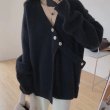 画像3: Women's Asymmetry Oversize Vneck Sweater pullover アシンメトリー Vネック オーバーサイズ ざっくり ウールセータープルオーバー カーディガン マタニティー 妊婦さんOK (3)