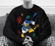 画像4: angry Donald Duck printing round neck sweater  ユニセックス 男女兼用アグリードナルドダックプリントラウンドネックスウェットプルオーバートレーナー (4)