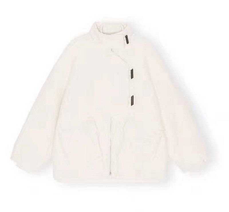 画像5: single-breasted white stand-up collar jacket coat  ショート丈スタンドアップカラージャケットコート (5)